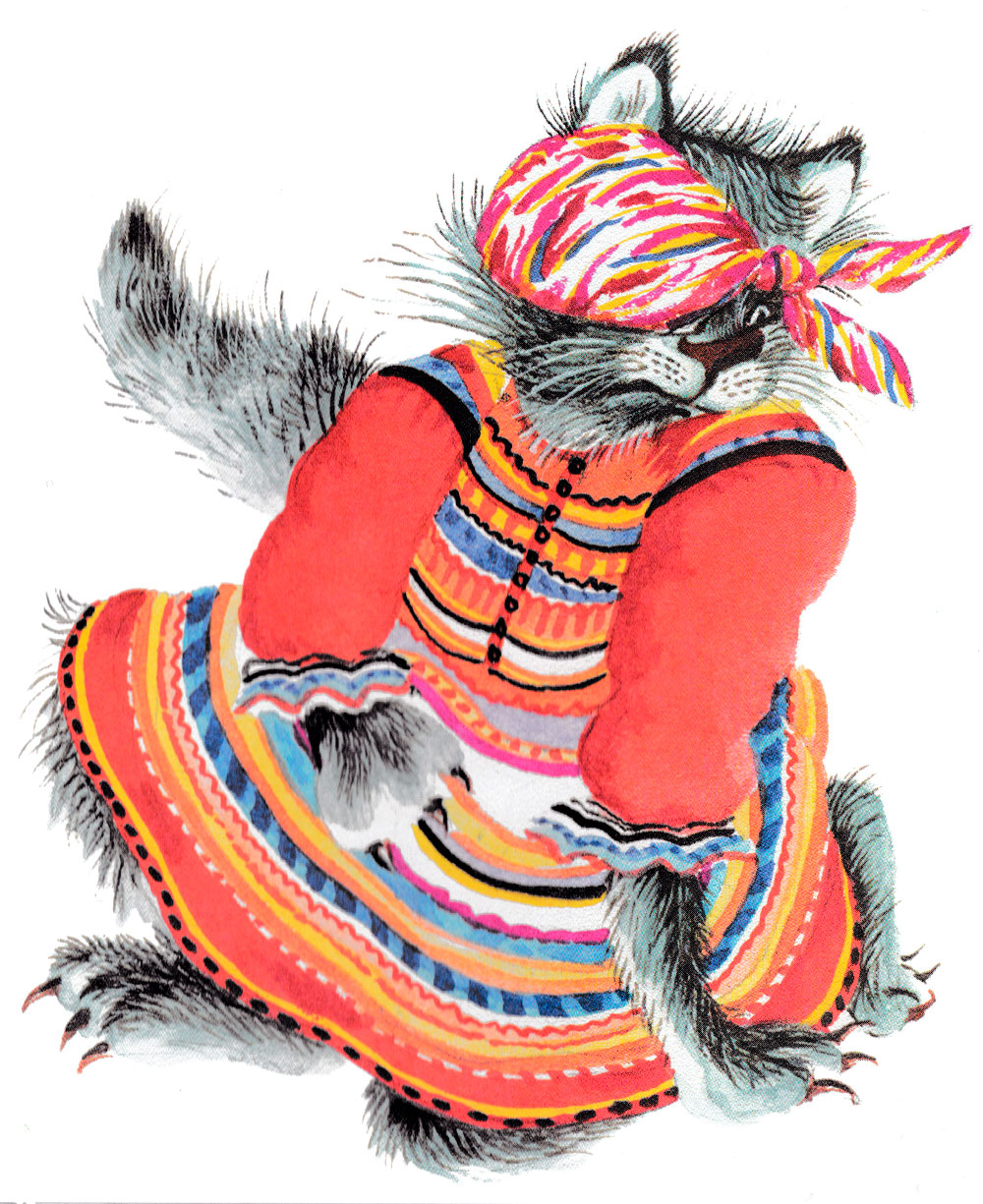 Кошка завязала глаза