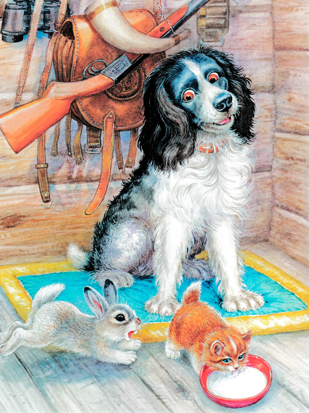 Зайченок напал на котенка