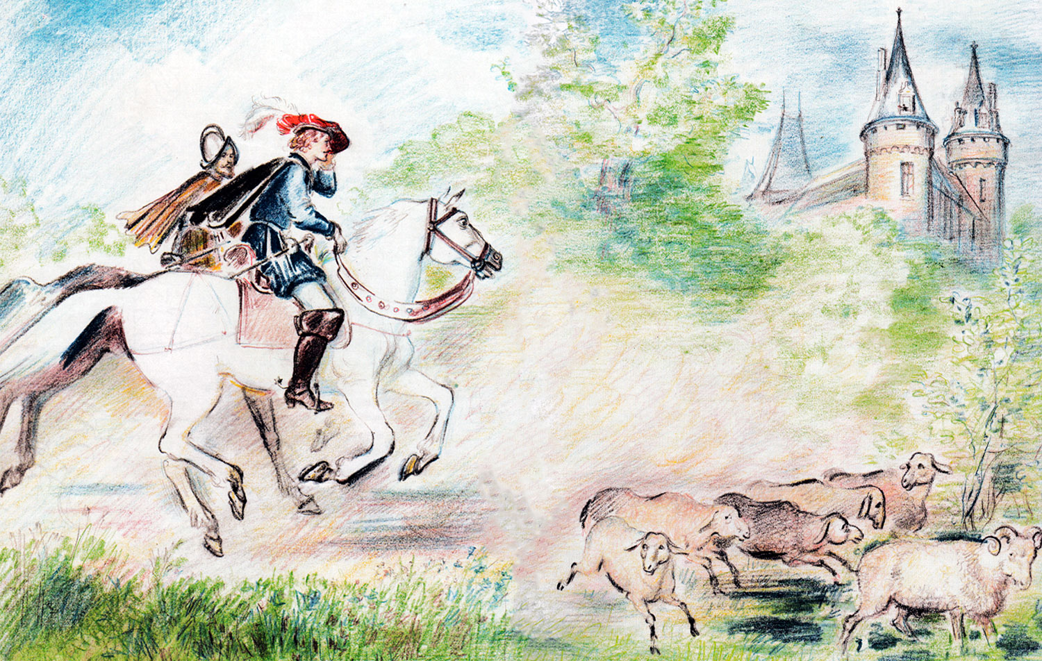 Два всадника скачут на лошадях