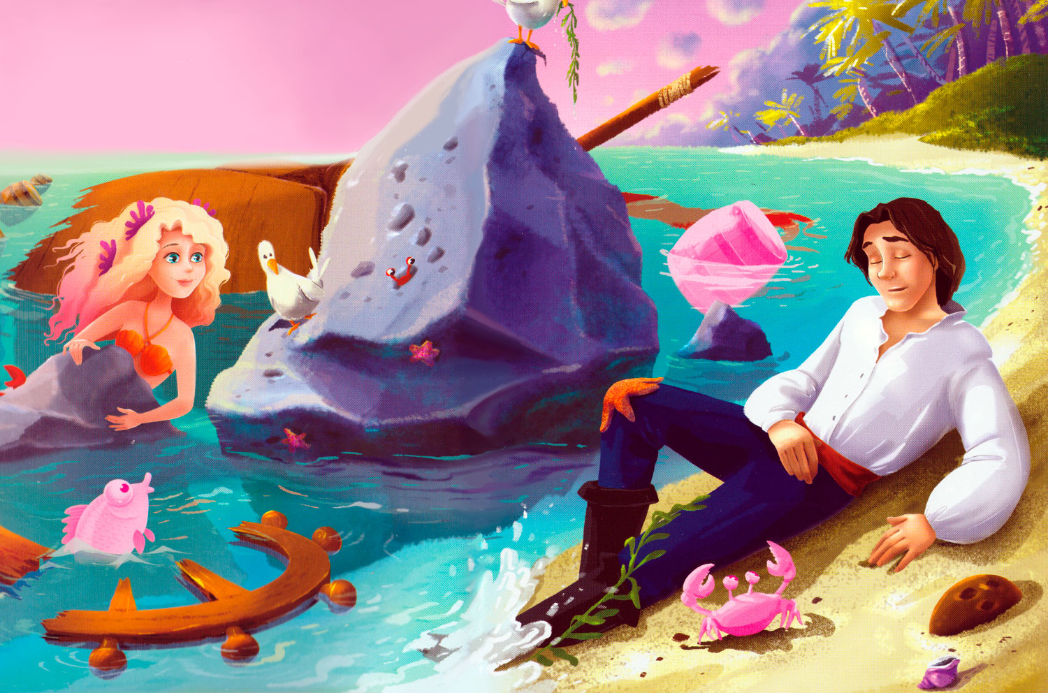 Русалочка спасла принца