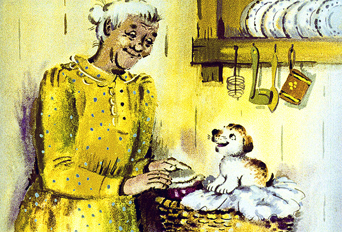 Бабушка и щенок