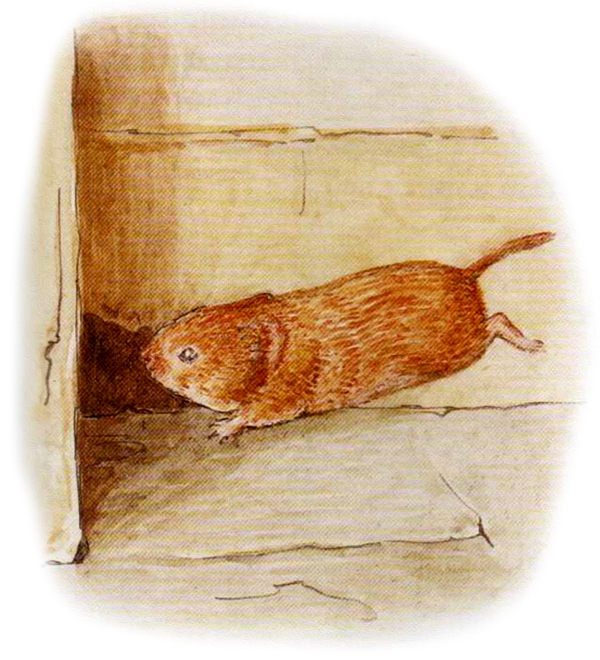 Мышонок бежит в щелку