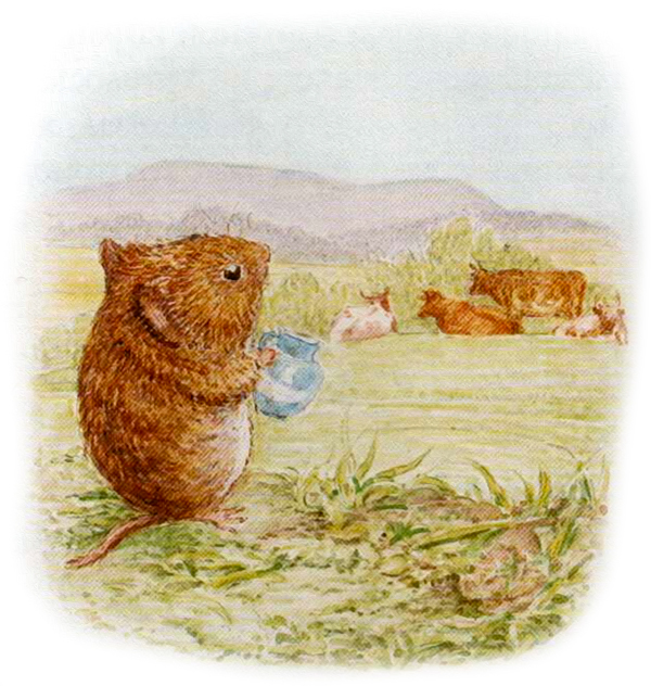 Мышонок смотрит на коров