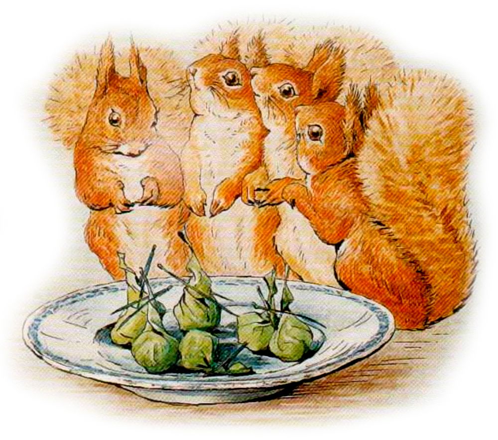 Белки с угощением на тарелке