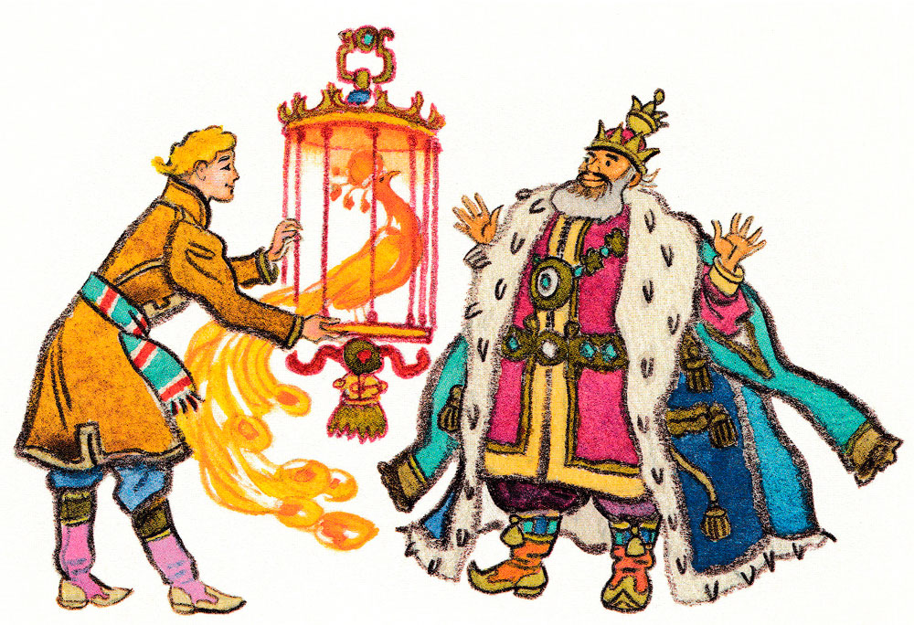 Иван-царевич привез Жар-птицу царю