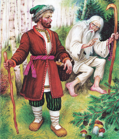 Мужик встретил деда в лесу