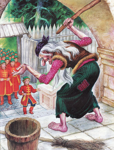 Бабая Яга с палкой