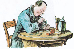 Часовщик чинит часы