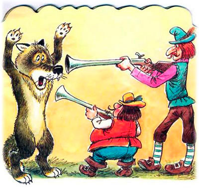 Волк и охотники