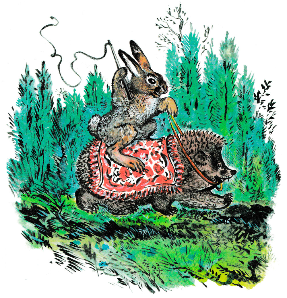 Заяц едет на еже
