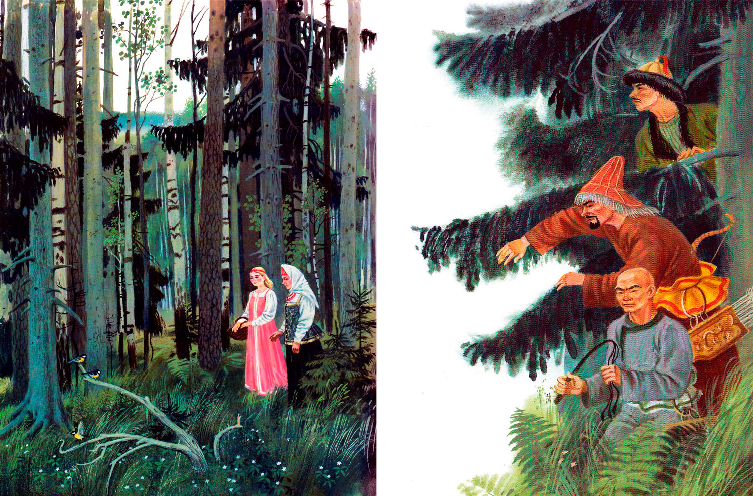 Крупеничка гуляет с мамой по лесу