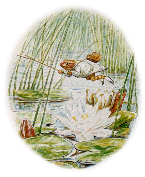 Лягушонок прыгает среди кувшинок