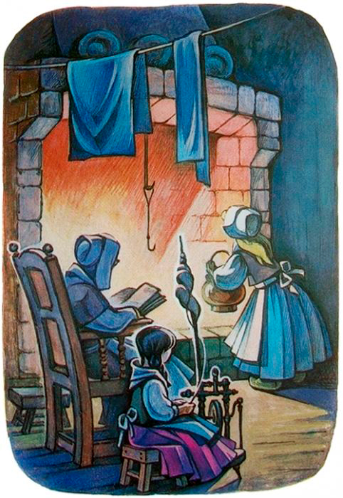 Беляночка и Розочка помогают по дому