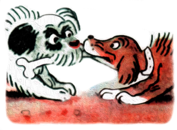 Собаки сражаются за кость