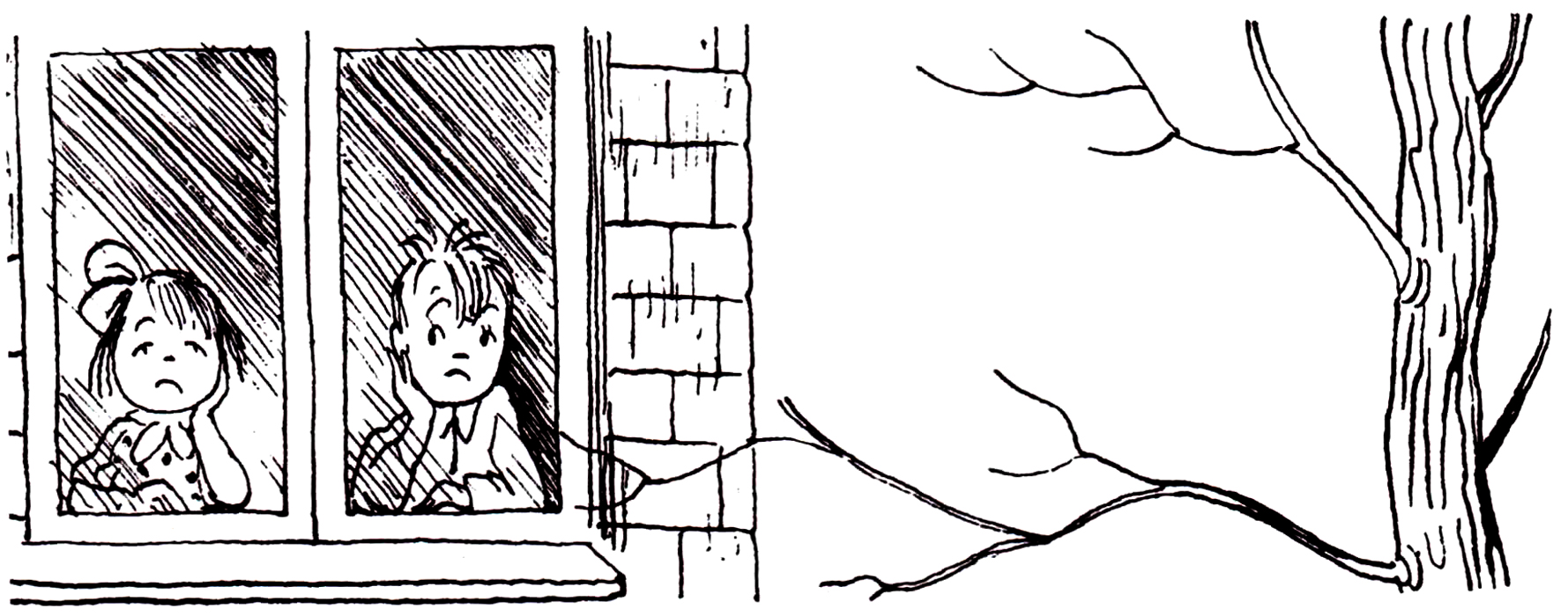 Дети грустят у окна