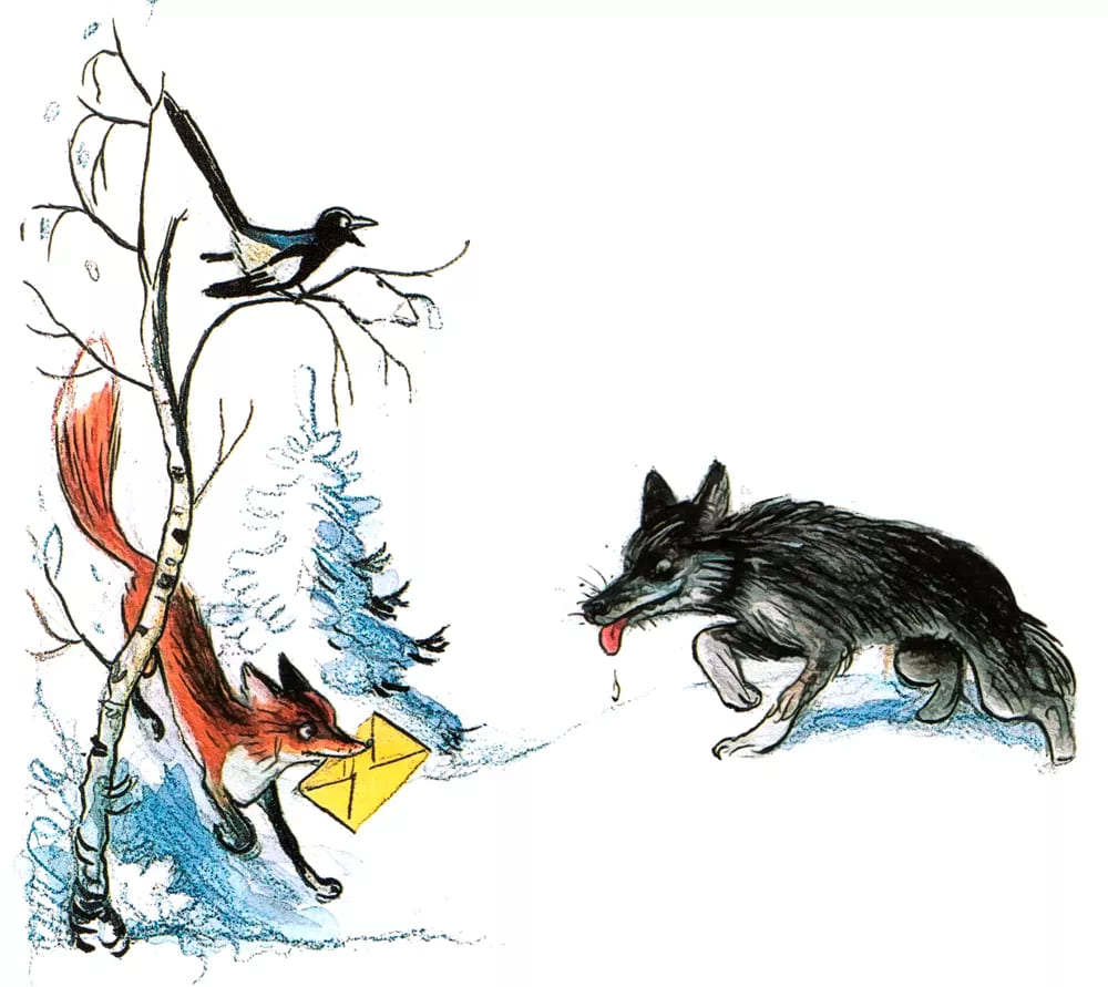 Лиса, волк и сорока