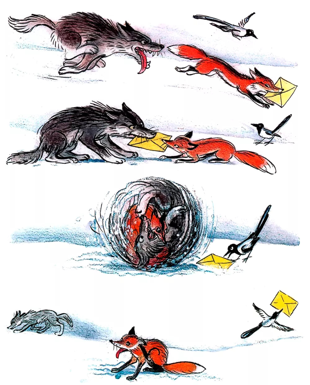 Волк и Лиса дерутся