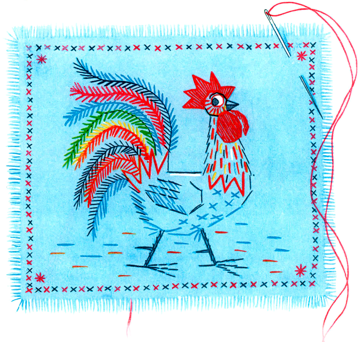 Вышивка с петушком