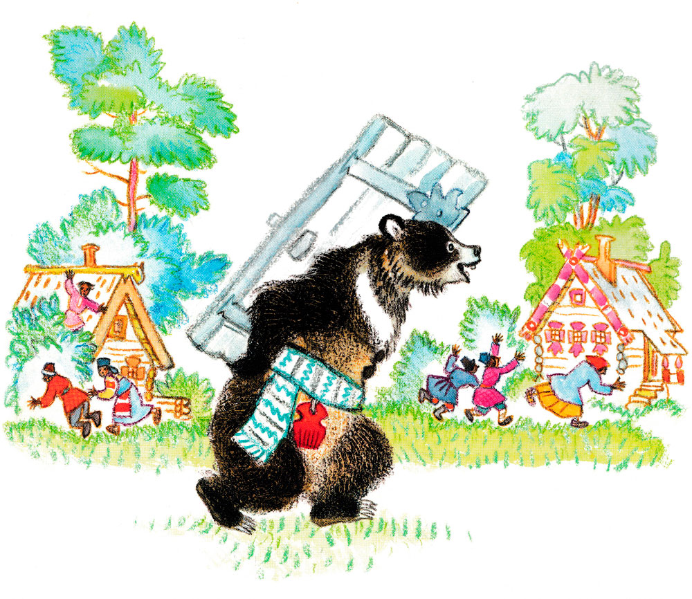 Медведь несет дверь